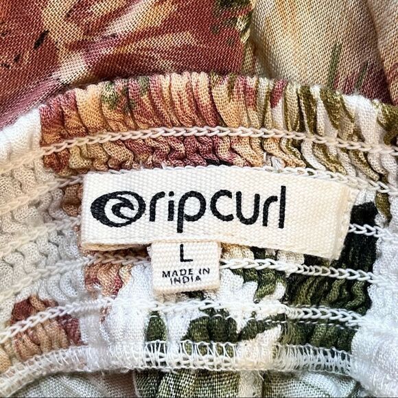 Botanical Island Print Shorts Rip Curl Hibiscus Casual Pull on Tassel Tie Large - Picture 8 of 8
